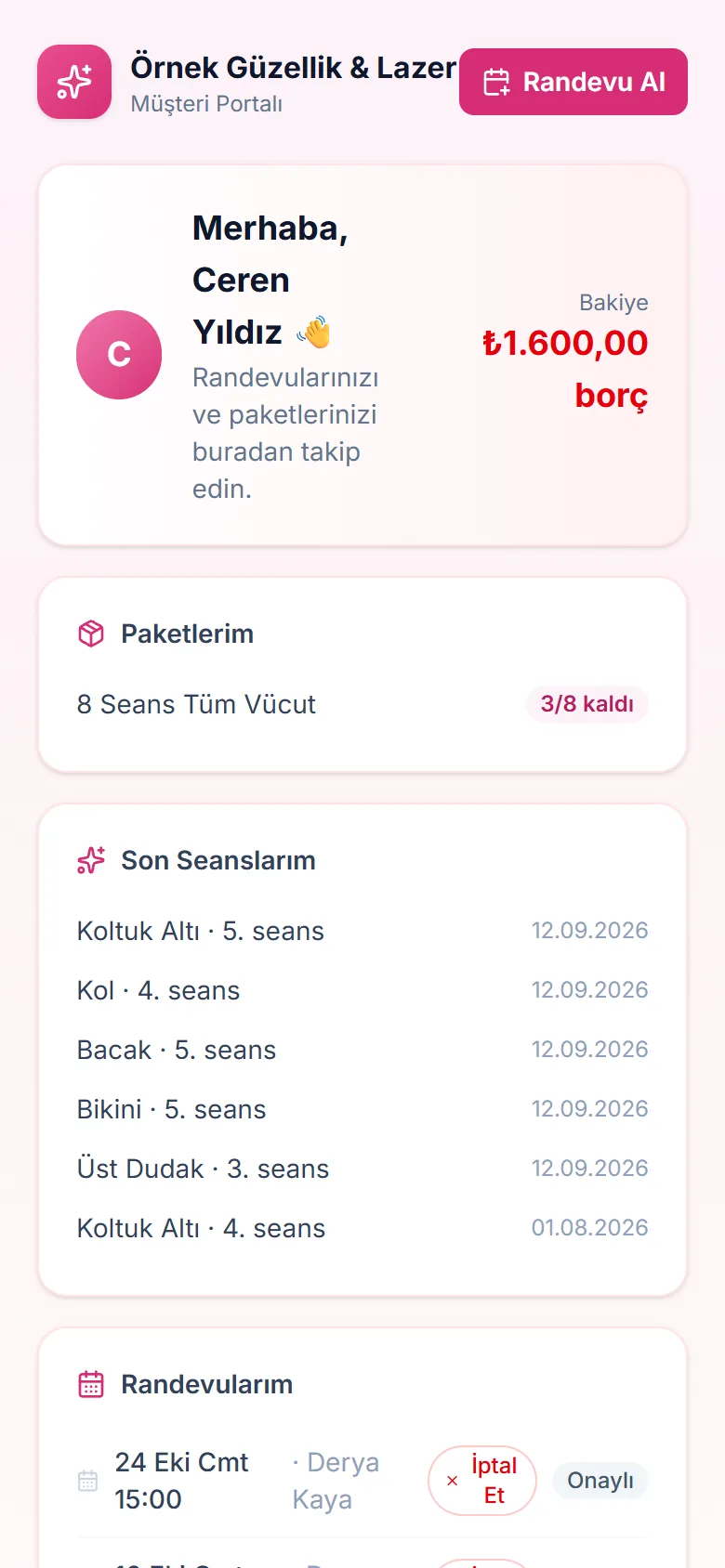 Elviana — Müşteri portalı
