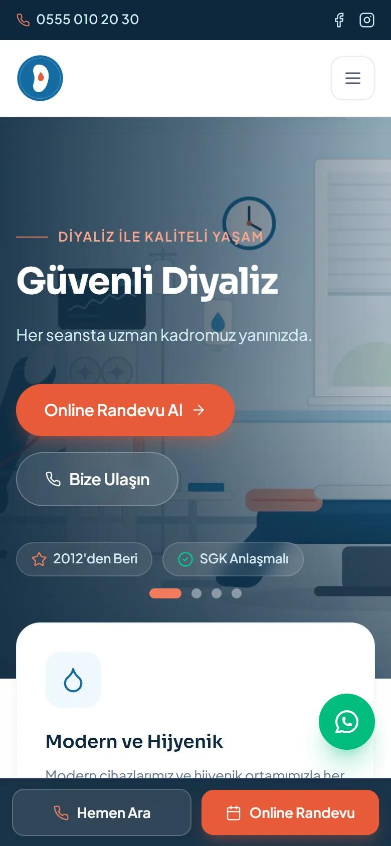 NefroWeb telefon ekranı — Telefonda anasayfa